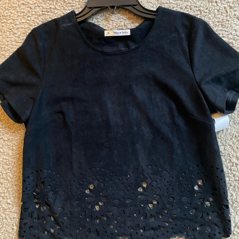 Black Crop Cut Out Short Sleeve T-Shirt